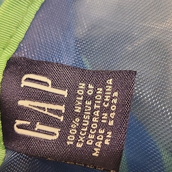 GAP Nylon Blue and Green Logo Embelished Rose Tote Bag Size 17X12X4" - Picture 8 of 9